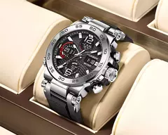 LIGE-Relógio de pulso impermeável LCD Dual Display masculino, relógios esportivos, despertador, militar, quartzo, novo, 50m