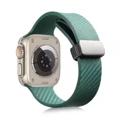 Pulseira de fibra de carbono para Apple Watch, Ultra 2 bandas, pulseira magnética de silicone, 49mm, 44mm, 45mm, 41mm, 40mm, iWatch Series 9, 8, 7, 6, SE, 5, 4