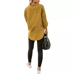 Camisa jeans feminina solta, bolso duplo, manga comprida, jaqueta casual versátil, primavera e outono, nova, 2024 - Wolf Magazine