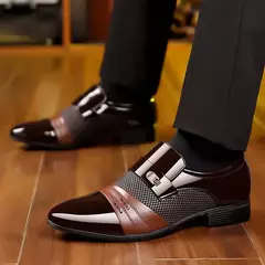 Sapato masculino clássico vestido de negócios, sapatos Oxford vermelho, festa casual de casamento, mocassins masculinos, bloco de cor - loja online