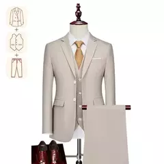 Terno casual de negócios masculino para casamentos, blazer genuíno, colete e calças, grande e alto, colete slim fit, calças de vestido, tamanho EUA