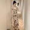Vestido feminino justo de cauda de peixe, vestido elegante na moda, colarinho francês, leste europeu e sudeste asiático, atacado, 2024