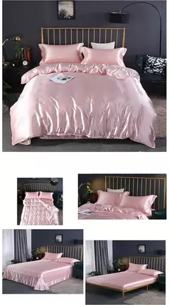 Conjunto De Cama De Luxo Com Capa De Edredão, 100% Seda, Duplo King e Queen Size, Conjuntos De Roupa De Cama, Kit De Capa De Cama, 4PCs na internet