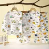 Conjunto de pijamas de manga comprida infantil, Seção fina, Roupa de bebê, Roupa doméstica, Meninos, Meninas, Crianças, Verão, Novo, 2022