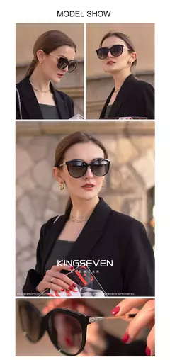 KINGSEVEN Óculos polarizados femininos, lente gradiente, óculos de sol de luxo, marca 2022 na internet