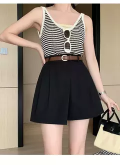 Shorts femininos casuais de cintura alta linha A saias, calças femininas soltas irregulares e chiques, moda verão, novo, 2024 na internet