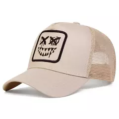 Homens e mulheres Sorridente Rosto Bordado Baseball Mesh Cap, Adulto Chapéu de Caminhão, Outdoor Casual Sun Caps, Ajustável Sports Golf Hat, Dentes - loja online