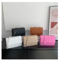 Imagem do Bolsa de Ombro De Couro PU Para Mulheres, Bolsa Feminina, Correia De Corrente, Crossbody, Punho, Designer, Moda