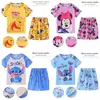 Fato dos desenhos animados Winnie Bear Stitch para crianças, pijamas de manga curta infantis, conjuntos de roupas de verão para meninos e meninas, Mikey Kid, novos