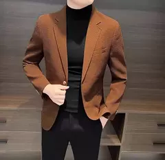 Fatos e blazers xadrez masculinos, moda masculina casual, jaqueta grife de luxo, roupas grife premium, branco e marrom, casacos de festa, verão - loja online