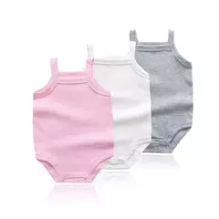 Verão 0-48m roupas da menina do bebê material de algodão colete macacão do bebê cor sólida macio e confortável bodysuit do bebê recém-nascido na internet