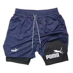 Calções de compressão de dupla camada respirável masculino, elásticos, de secagem rápida, multi-funcional, 2 em 1, verão, M-3XL - loja online