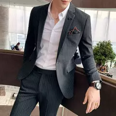 (Blazer + calças) high-end marca formal negócios xadrez terno dos homens noivo vestido de casamento cor sólida palco desempenho smoking S-7XL na internet