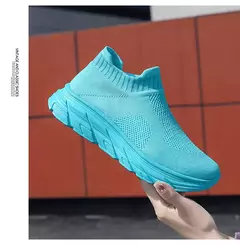 Tênis de corrida respirável masculino e feminino, calçados esportivos leves, tênis slip-on, meias da moda, tamanho grande 46, venda quente - comprar online