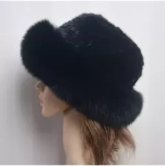 Chapéu de pele de vison genuíno para mulheres gorro de malha natural de luxo chapéu de malha artesanal pele de raposa real moda inverno quente, novo - comprar online
