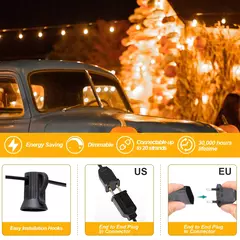 Imagem do Conectável Diamond Outdoor Light Guirlanda, impermeável Jardim Fairy Lights, Natal Decorativo String Light, E12, 220V, G40