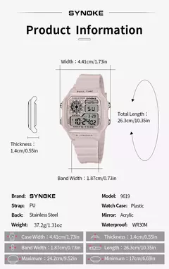 SYNOKE-Digital relógios para mulheres, luminoso, multifunções, impermeável, cronógrafo, relógio de pulso, ao ar livre, meninas, estudante, esportes, nova moda - loja online