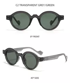 Óculos redondos punk para homens e mulheres, tons de cor dupla, decoração rebites retrô, moldura de lente clara, tendência, UV400