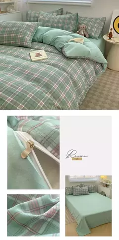 Conjunto de cama estilo xadrez, capa de edredom para pele, lençol fronha, roupa de cama de casa, solteiro, completo, queen, king size - Wolf Magazine