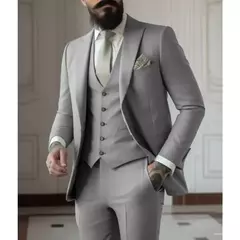Imagem do Fatos de negócios verdes claros para homens, vestido de casamento masculino, jaqueta, colete, calças, blazers, casaco, 3 peças