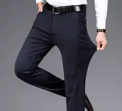 Calças de roupa elástica de resfriamento masculina, calças estrias de escritório, seda gelada, calça masculina de verão, calças de alfaiataria elegante, clássica, 2024