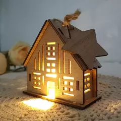 Casa De Madeira De Natal Com Luz LED, Cabine Luminosa, Log Brilhante, Casa De Mesa, Ornamentos De Natal, Presentes Infantil - Wolf Magazine