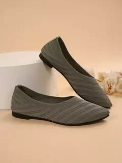 Sapatos baixos de dedo apontado para mulheres, Cor sólida, Sapatos de malha, Mocassins casuais, Sapatilhas respiráveis - Wolf Magazine