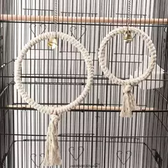 Algodão fio pendurado anel para pássaro, brinquedo do balanço gaiola papagaio, pássaro mastigando brinquedo, disjuntor de tédio, acessórios para animais