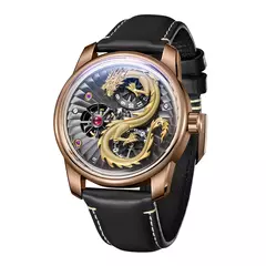 Imagem do OBLVLO-Mecânica Dragon Dial relógio automático para homens, couro, roda dupla, luminosa, impermeável, esporte, novo design, JM-DRAGON