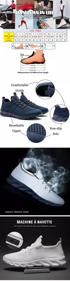 Imagem do Calçado esportivo casual masculino, tênis leve, malha respirável, tênis preto de corrida, branco, atlético, corrida, tênis, ao ar livre