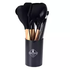 Conjunto de utensílios de cozinha com cabo de madeira, cozinhar ferramentas, utensílios de cozinha, pá, colher, prático, comestível, madeira, 12pcs - Wolf Magazine