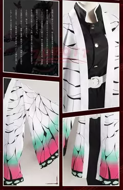 Imagem do Anime demônio slayer kimetsu não yaiba kochou shinobu cosplay traje peruca conjunto quimono uniforme halloween anime trajes para adulto criança