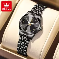 OLEVS-Relógio de quartzo para mulheres, aço inoxidável sólido, mostrador digital, pulseira elegante impermeável, espelho losango, conjunto presente - comprar online