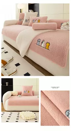 Non-Slip Cordeiro Plush Sofá Capa de Almofada, Tampa De Couro Universal, Grosso Reclinável, Pano Quente, Sala De Estar, Inverno na internet