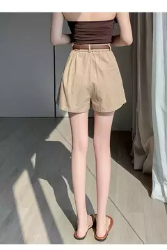 Shorts femininos casuais de cintura alta linha A saias, calças femininas soltas irregulares e chiques, moda verão, novo, 2024 - loja online