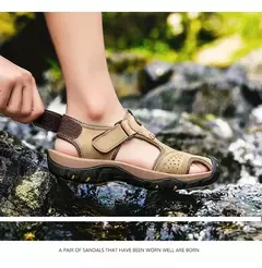 Sapatos de couro genuíno masculino, sandálias macias, chinelos confortáveis, modelos, sandálias, originais