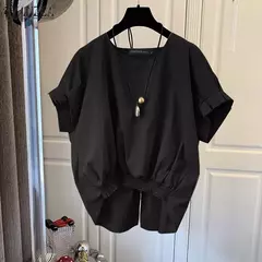 ZANZEA-Blusa de manga curta feminina, tops elegantes, gola em O, camisa monocromática OL, tops casuais femininos, soltos, festa, moda, verão