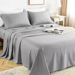 Conjunto de lençóis batilo, 4 peças, luxo, lençol e plano com fronha, conjunto de cama listrado sólido para gêmeo/completo/queen/king size - loja online