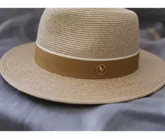 Chapéu de Palha Aba Larga para Mulheres e Homens, Boné de Sol de Praia, Proteção UV, Fedora Natural, Panamá, Macio, Designer, Presente de Aniversário, Verão, Novo - loja online