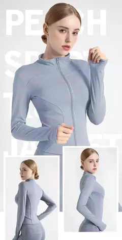 Fato de treino de mangas compridas Slim Fit para mulheres, casaco fitness, tops de ioga com buracos, jaqueta de ginástica, moletom de treino 2024 - comprar online