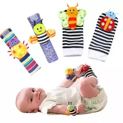 Brinquedos chocalho dos desenhos animados do bebê, brinquedos macios do luxuoso, conjunto chocalho do pulso do pé, desenvolvimento recém-nascido, brinquedos educativos para crianças, 0-24 meses - Wolf Magazine
