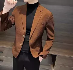 Fatos e blazers xadrez masculinos, moda masculina casual, jaqueta grife de luxo, roupas grife premium, branco e marrom, casacos de festa, verão - Wolf Magazine