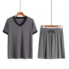 Pijama de manga curta modal masculino, conjunto de roupas íntimas soltas, shorts, roupas para casa, plus size, verão, 2 peças - loja online