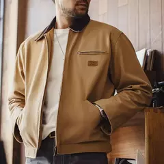 Maden J001 - Casaco de Caça Régua Detroit para Homem de Outono, Tecido de Lã Retro, Bolsos de Algodão Resistente, Design de Colarinho Lapel e Fechadura Ziper - comprar online
