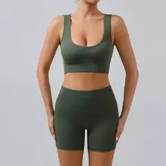 Malha roscada Yoga Set para Mulheres, U-Shaped, Sem Costura, Esportes, Fitness, Yoga Suit, Workout roupas - loja online