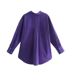 Imagem do TRAF-Camisa multicolor de botões para mulheres, blusa de manga comprida, blusas extragrandes, streetwear feminino, verão