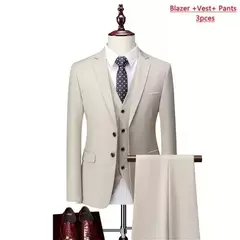 Terno monocromático de três peças masculino, vestido de noiva monocromático para noivo, colete e calça, marca de luxo, negócios formais, 14 cores, M-6XL - comprar online