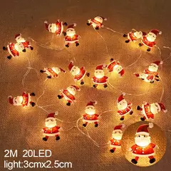 2m 20led papai noel floco de neve led luz corda decoração de natal para casa ornamento da árvore de natal 2024 navidad crianças presente ano novo - comprar online