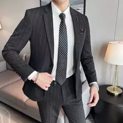 (Blazer + calças) high-end marca formal negócios xadrez terno dos homens noivo vestido de casamento cor sólida palco desempenho smoking S-7XL na internet
