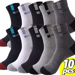 Meia esportiva de algodão masculina, letra macia respirável, meia elástica alta para tubo médio, tênis de corrida, moda verão, toalha Sox na internet
